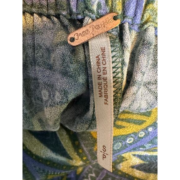 Free People Hard Days Blue Yellow Floral Sleeveless Jumpsuit Small - Picture 3 of 11